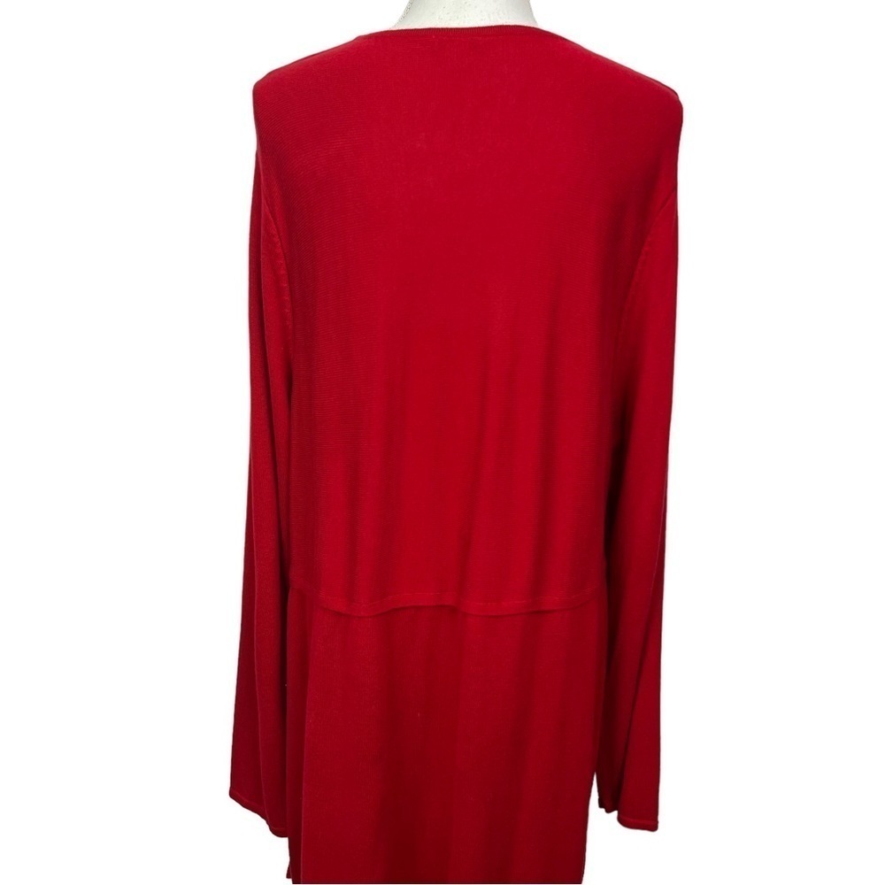 J. Jill Women’s Sweater Dress Sz XL Tall Color Red Stretch Long Sleeve Side Slit - Picture 6 of 13